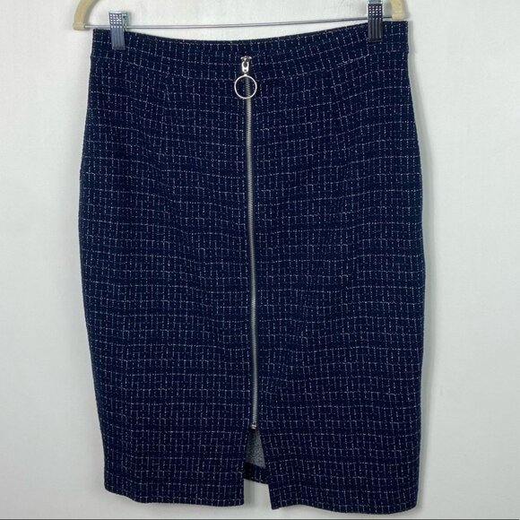 Anthropologie Maeve Printed Pencil Skirt Size Medium Stretch Blue Career Midi M - Picture 8 of 8